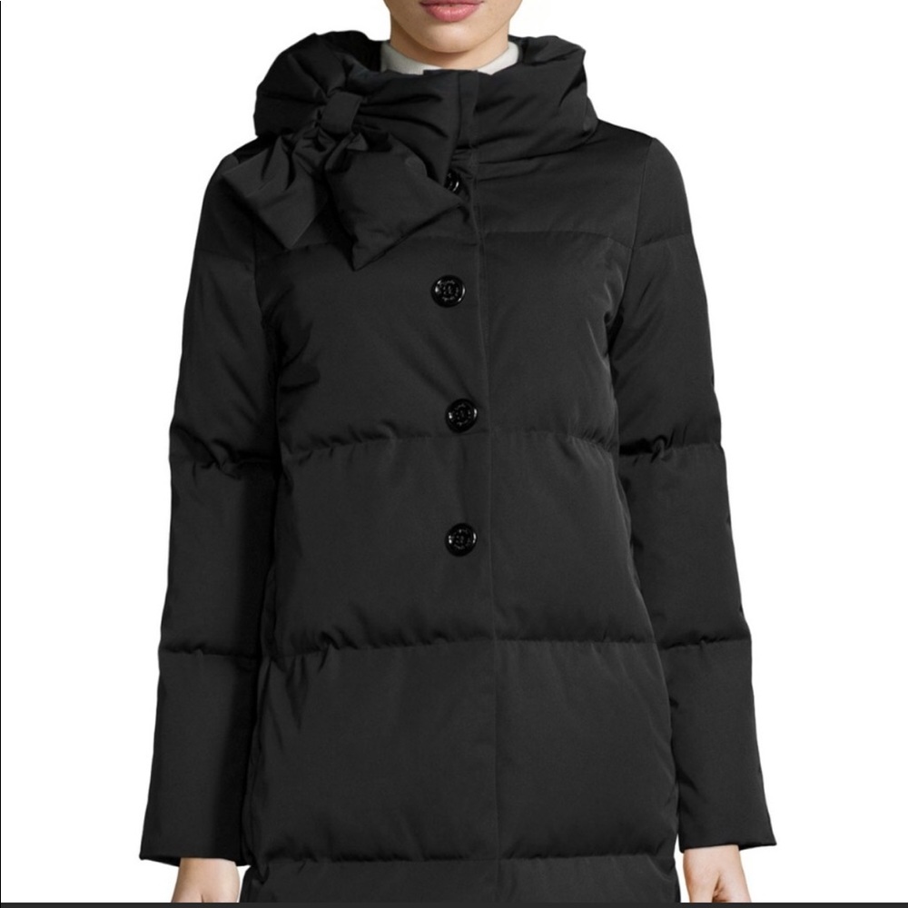 Kate Spade New York Funnel Neck Bow Puffer Coat